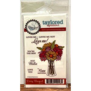 Rare HTF Taylored Expressions Daisy Bouquet Rubber Stamp Set